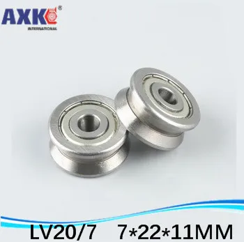 7mm 0.276 inch v groove Guide roller bearings LV20/7 ZZ V-22 LV2017 RV20/7-10 7*22*11 (Precision double row balls) ABEC-5