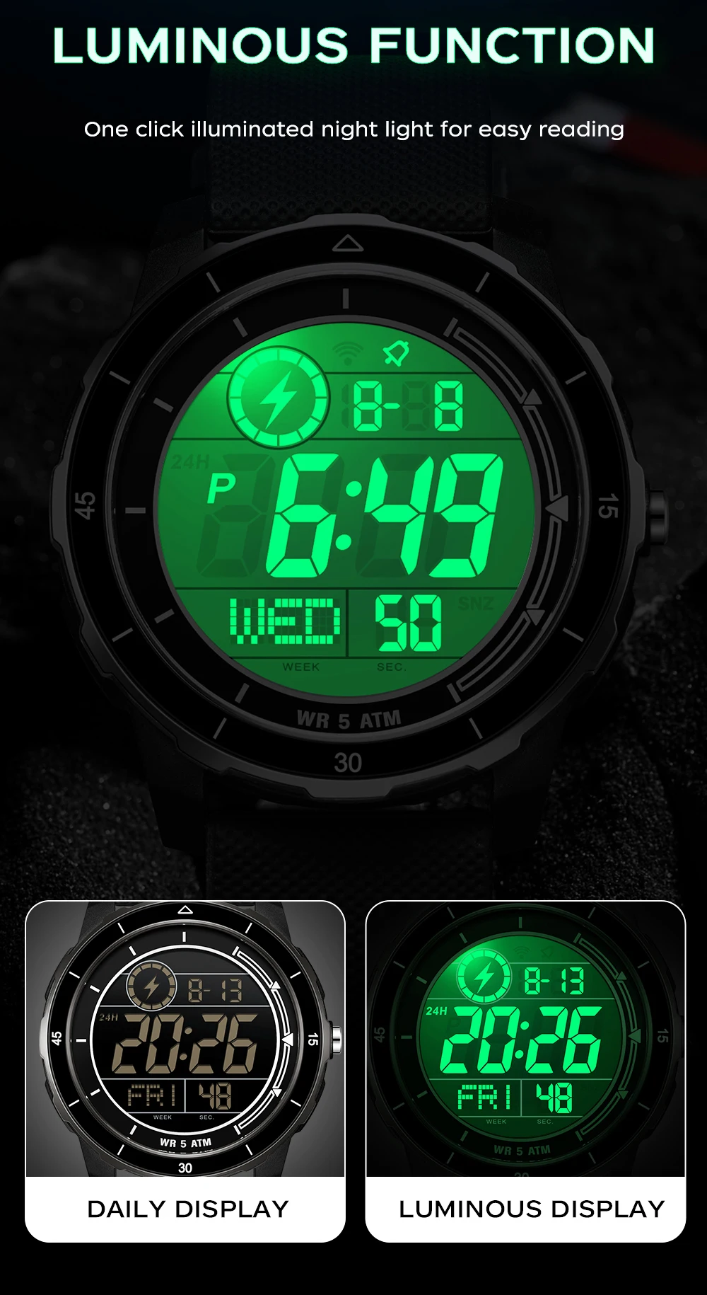 موضة SANDA جديد 2205 ساعة إلكترونية فاخرة للطلاب الرياضة في الهواء الطلق مقاوم للماء توقيت الطالب ساعة رقمية إلكترونية 2025