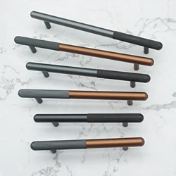 Aluminum Alloy Furniture Handles Bronze/Grey Kitchen Cabinet Pulls Drawer Handles Matte non-slip Cupboard Door Knobs Hardware