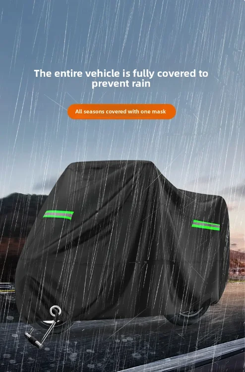 Universal Motorcycle Cover With Reflective Strips Waterproof Dustproof Outdoor Protector Lock Hole Design Scooter Motorbike