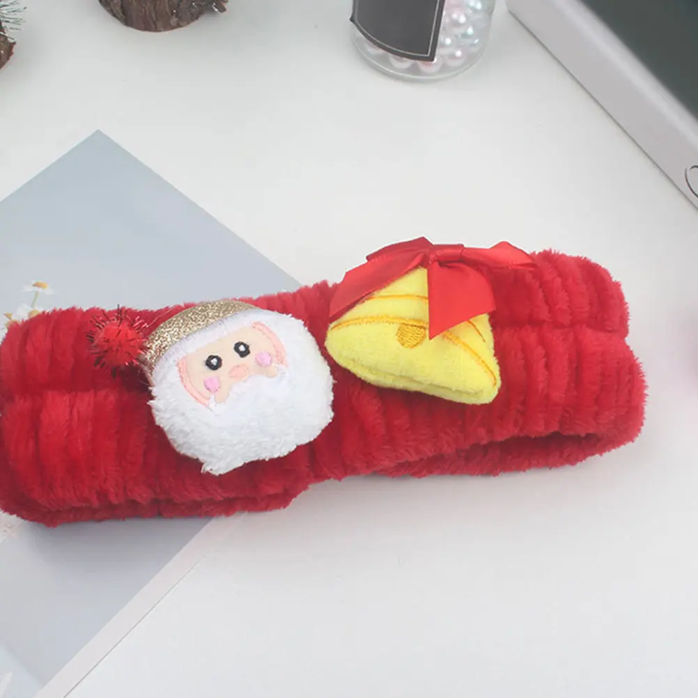 

4pcs Flannel Hair Styling Headbands Christmas Theme Elastic Band For Women Girls Spa Makeup Face Washing Shower Use Cartoon