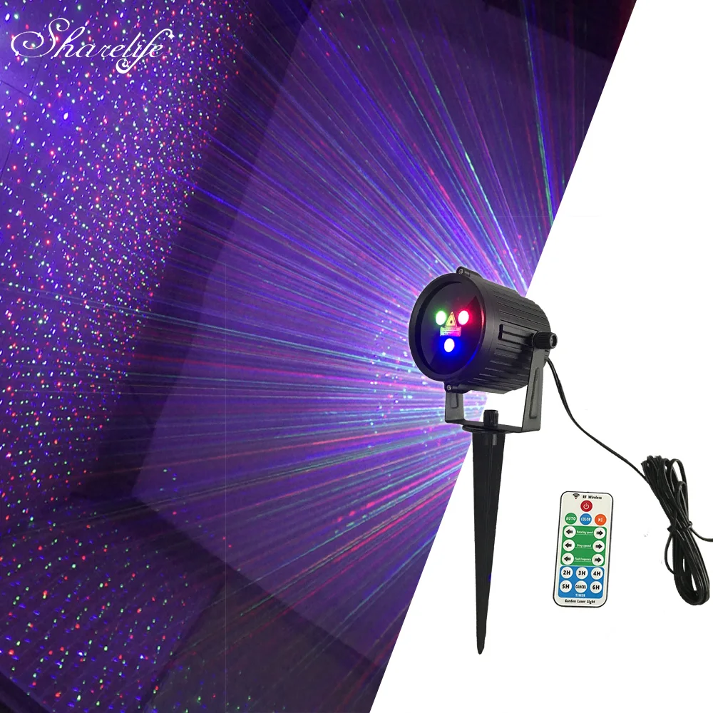 Sharelife Waterproof Mini RGB Star Outdoor Landscape Laser Light Garden Home Yard Tree Christmas Remote Projector Lighting L-S10