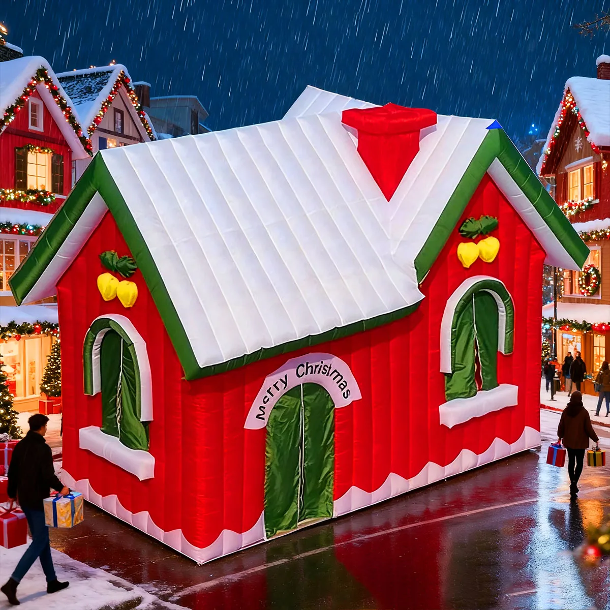 Casa inflável inflável do natal da gruta do papai noel para a barraca exterior da neve da casa do gelo da decoração de natal do quintal