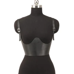 Women Fashion Belt Wide Corset Leather Corselet Modeling Waist-to-Shoulder Leather Belt Body Harness Goth Clothing Accessories