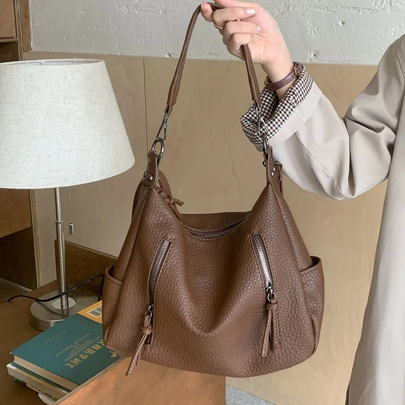 

Мягкие сумки на плечо с внутренним отделением, высококачественные сумки контрастных цветов для женщин, модная женская сумка из искусственной кожи на молнии