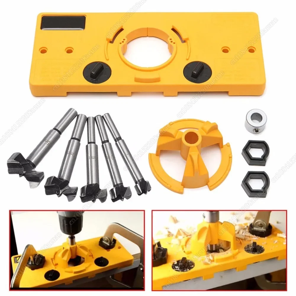 

One Set Concealed 35MM Cup Style Hinge Jig Boring Hole Drill Guide + Forstner Bit Wood Cutter Carpenter Woodworking DIY Tools