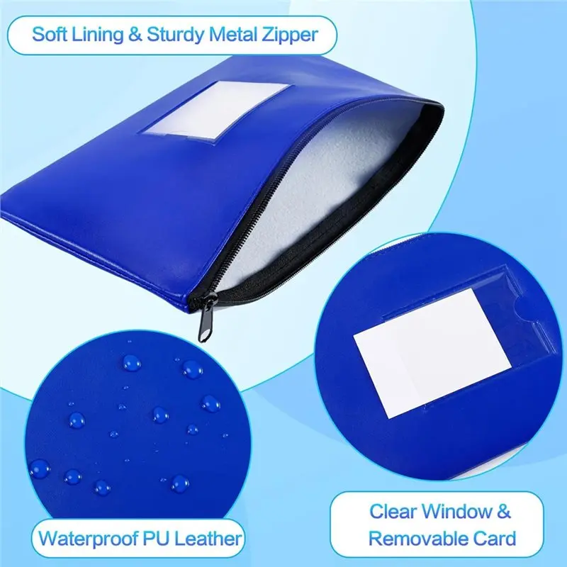 Deposit Bags, For Cash Pouches With Label, For Cash Coins Cosmetics Invoice Bills Tools 10 Pack Money Pouch With Zipper
