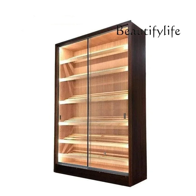 BJ Custom.Cigar Humidor Display Cabinet With Light Spanish Ceder Rack Cigar Showcase Smoke Shop Double Door Cigar Humidifier Ca
