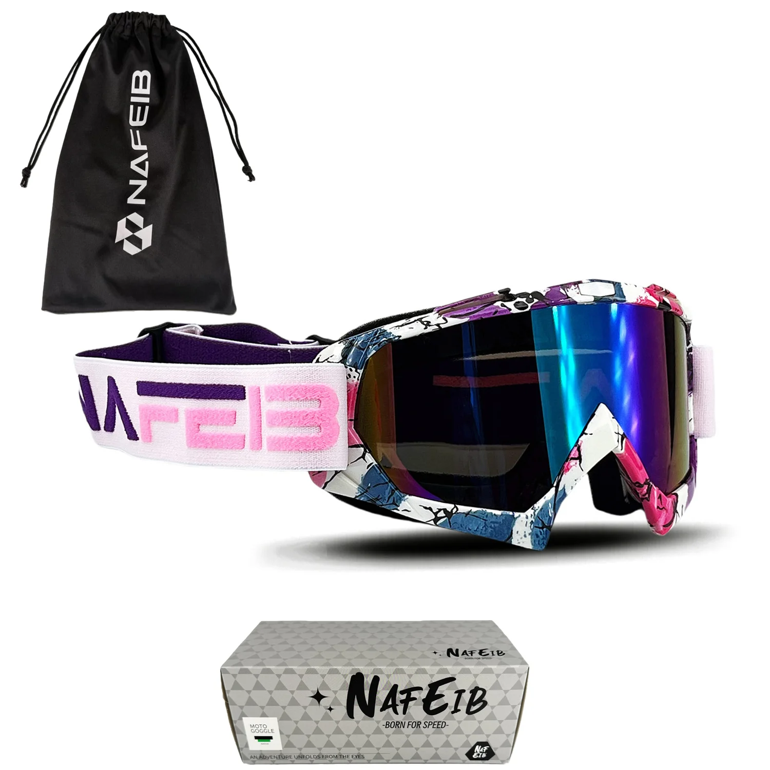 

1 шт. многоцветные мотоочки без носовой части - защита от УФ-излучения UV400, ветрозащитные, водонепроницаемые и ударопрочные, совместимые с шлемами, для европейских и американских мотоциклистов