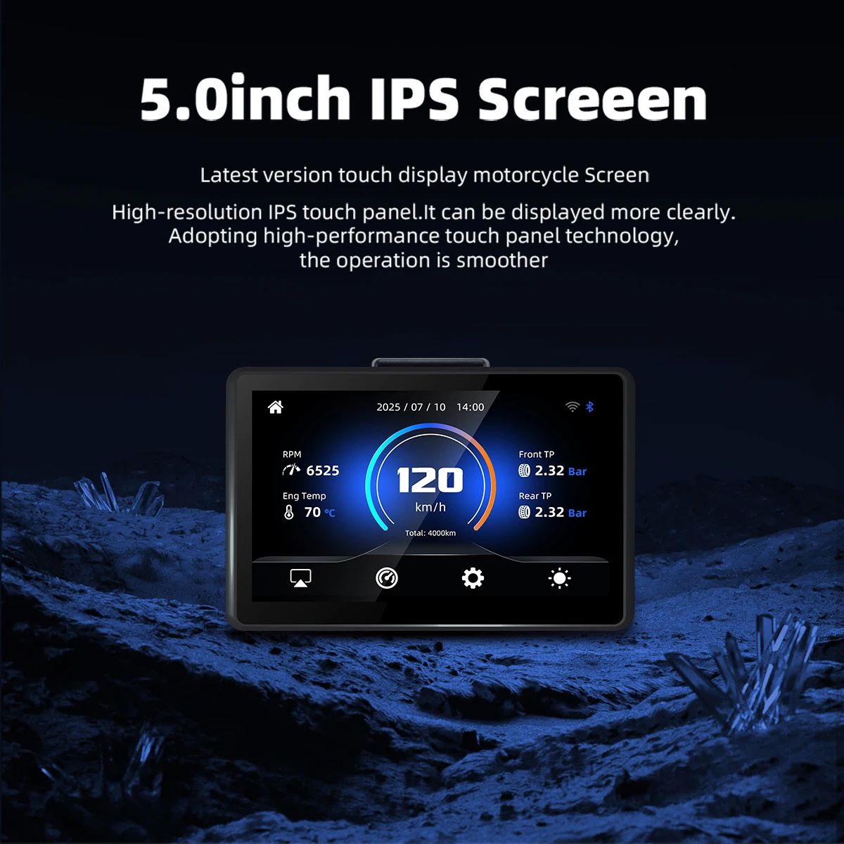 5-Inch Portable Digital Dashboard Anti Theft Removable Screen Wireless CarPlay & Android Auto GPS Motorcycle Navigation