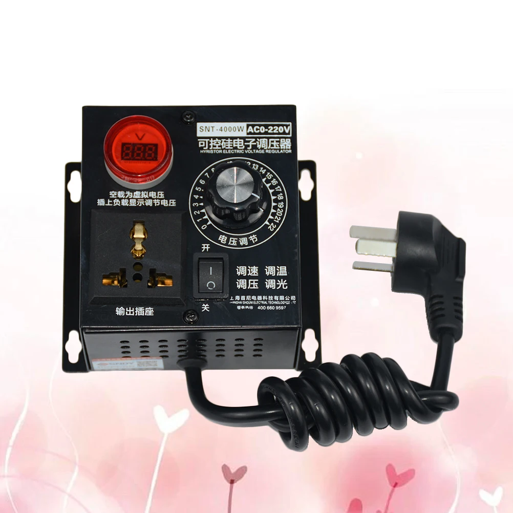

Ac 220V Fan Motor Control Voltage Regulator 0-4000W Speed Controller Black Plug Play Durable Long Life Electrical