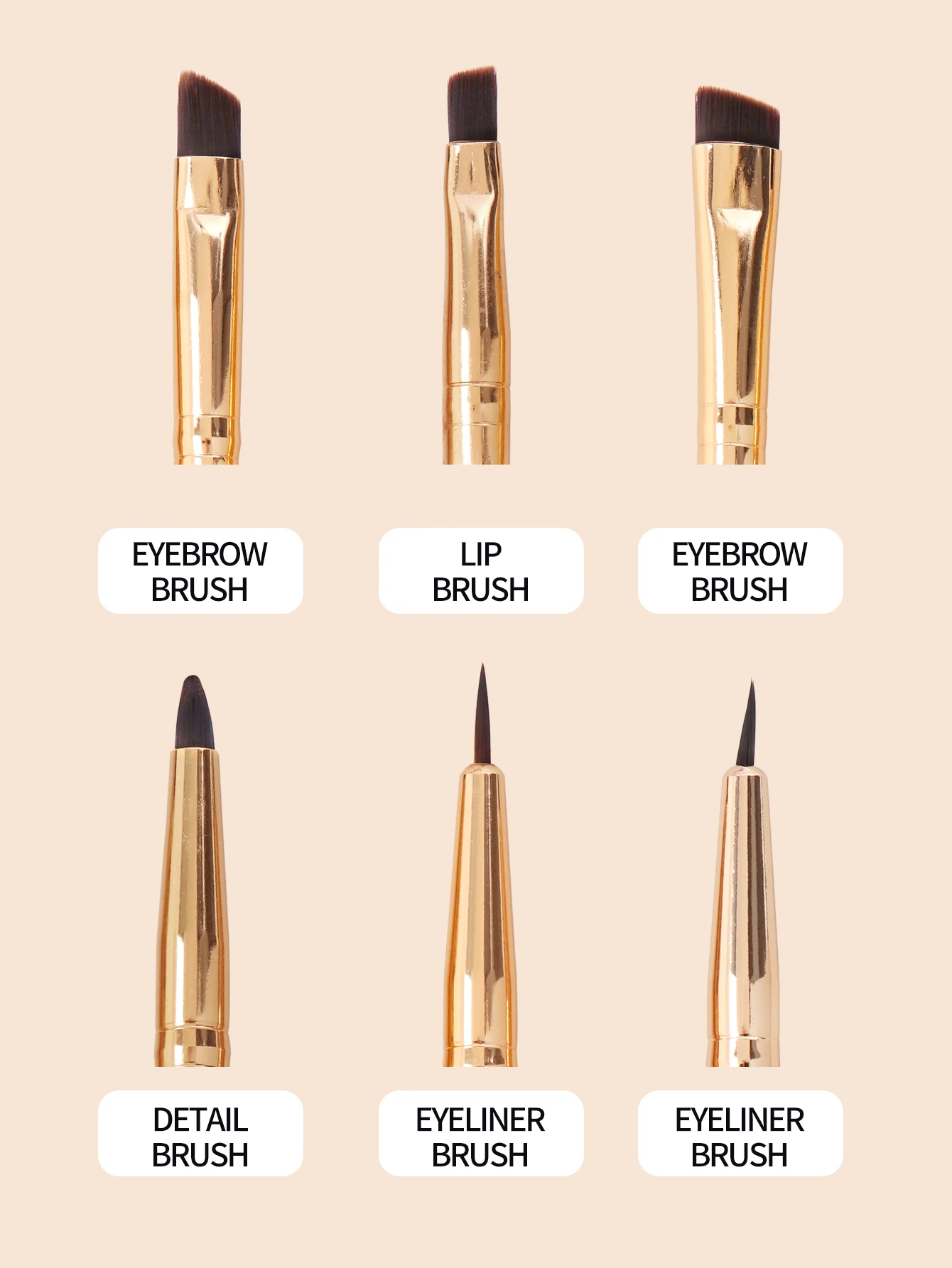MAANGE 6PCS Eyes Makeup Brushes Set Angled Eyebrow Brush Soft Bristles Eyeliner Eyeshadow Lip Brush Makeup Tools Women Cosmetic