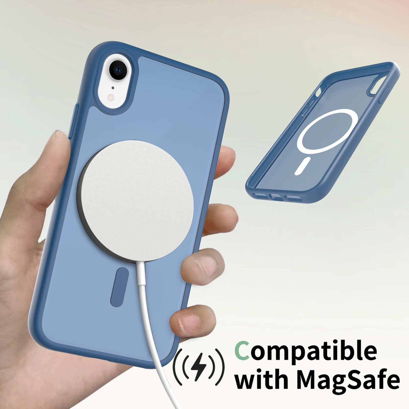Für iPhone XR 6,1 Zoll, matte magnetische Hülle, kompatibel mit MagSafe, Fallschutz, schlanke, durchscheinende Abdeckung für iPhone 11 – Detail 2