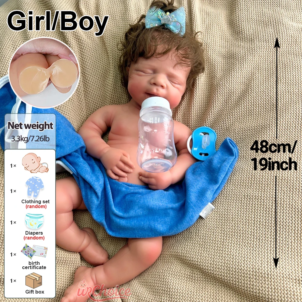 48cm Ręcznie Malowany Silikonowy Reborn Chłopiec z Wszytymi Włoskami, Obciążona Lalka Reborn dla Fotografów i Artystów