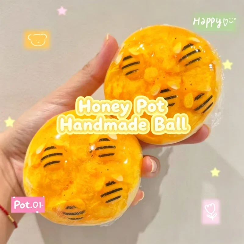 Knuspriger Honigtopf-Ball, Quetsch-Stressball, Fidget-Spielzeug, Knuspriger Quetschball, Runde Blöcke, ASMR Anti-Stress-Spielzeug für Erwachsene – Detail 1
