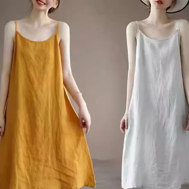 

Двухслойное свободное платье без рукавов с цветными вставками, винтажный дизайн с бретелями, стройнящее, скрывающее живот, повседневное, А-силуэт