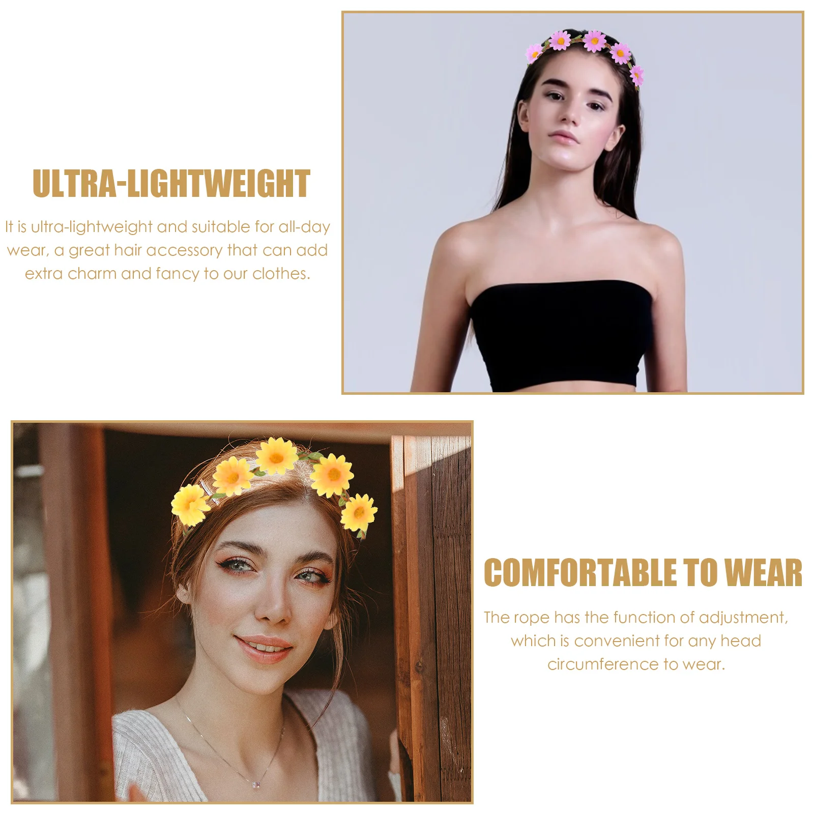 

5pcs Cloth Headband For Women Girls Marguerite Hairband Vintage Lady Headdress Creative Flower Hair Accessories Lightweight