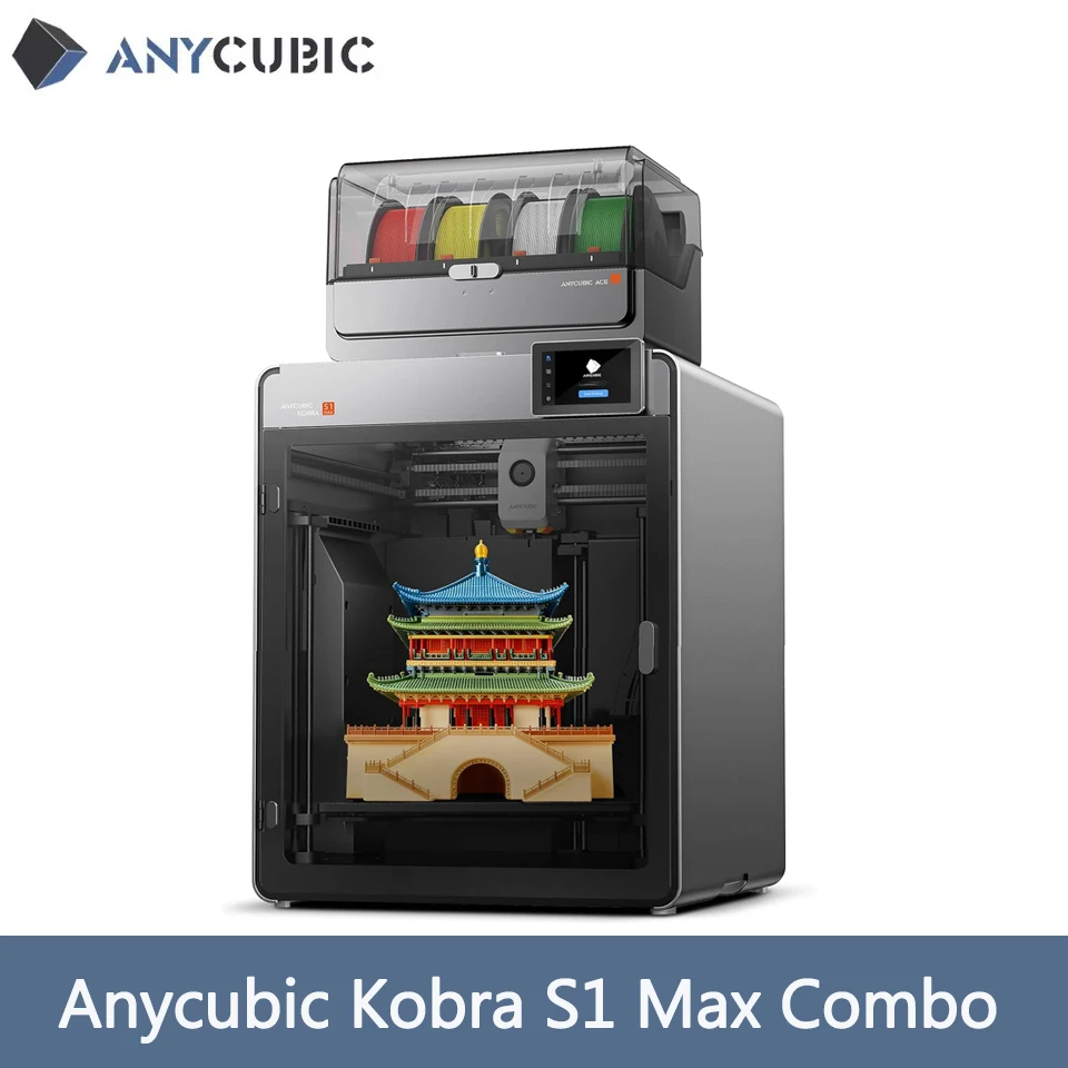 ANYCUBIC Kobra S1 Max Combo Multicolor 3D Printer Max 600mm/s Build Volume 350*350*350mm with 350℃ Hotend Hardened Steel Nozzle