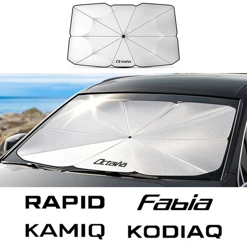 Imagen 2 del producto Parasol para parabrisas de coche, parasol delantero Interior para Skoda Octavia Fabia Rapid Superb Kodiaq Scala Karoq Citigo Kamiq Enyaq