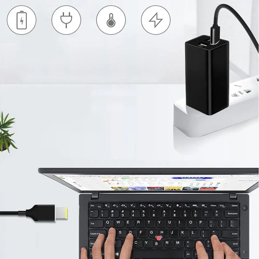 Cargador PD para portátil, Cable de alimentación de 100W y 1,8 m, tipo C, USB-C a USB, Delgado, punta cuadrada, para Lenovo Yoga 2 Pro 13 Thinkpad
