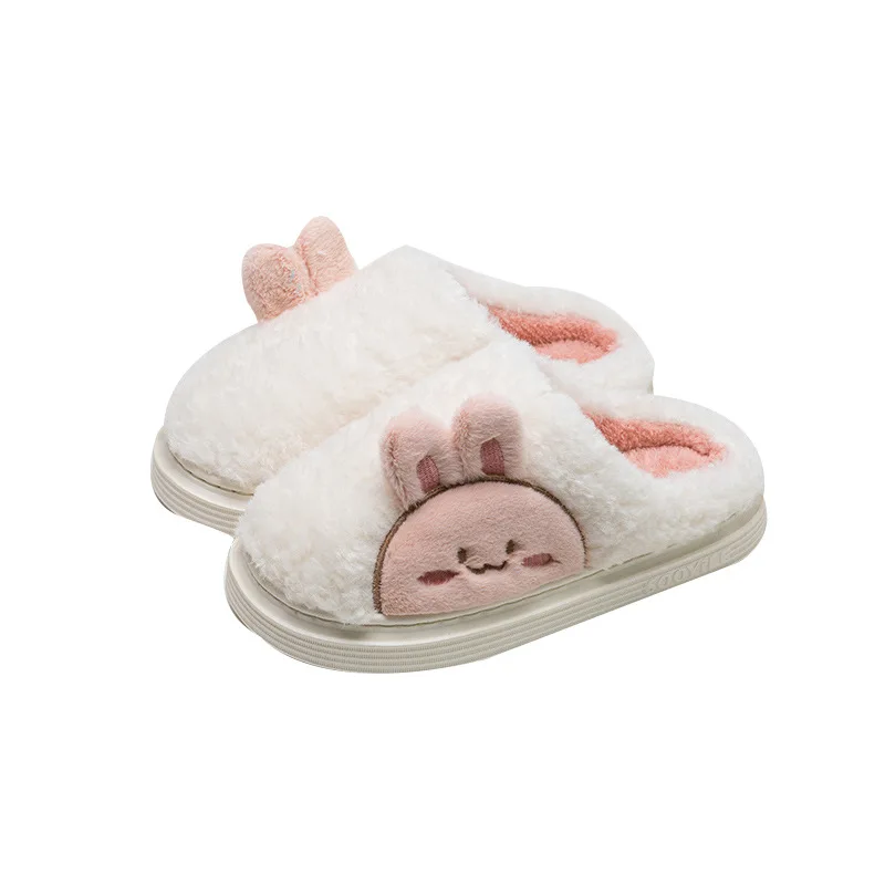 New cotton slippers women autumn and winter couples home indoor non-slip cute cartoon plus velvet warm plush slippers men