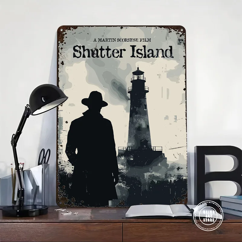 Shutter Island Movie Printed Poster Customized Wall Art Retro Vintage Metal Tin Signs for Gaming Room Decoration Cozy Desk Decor
