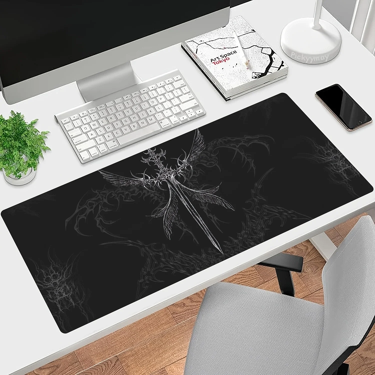 

Cybersigilism Angel Sword Gaming Mouse Pad Keyboard Mat Large Desk Mat Dark Fantasy Art Non-Slip Home Computer Accessories