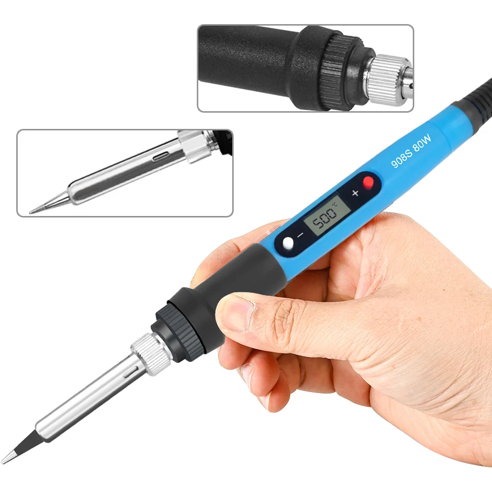 80W Soldering Iron Adjustable Temperature 110V 220V Thermostatic Electric Soldering Iron Set Home Repair Tool Electric Pen