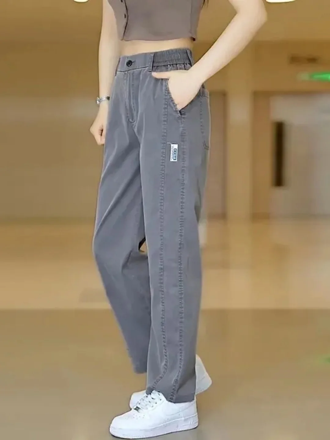 Plones vaqueros de pierna ancha para hombre, de pierna recta, de seda helada, informs, finos, largos de verano, de fib...