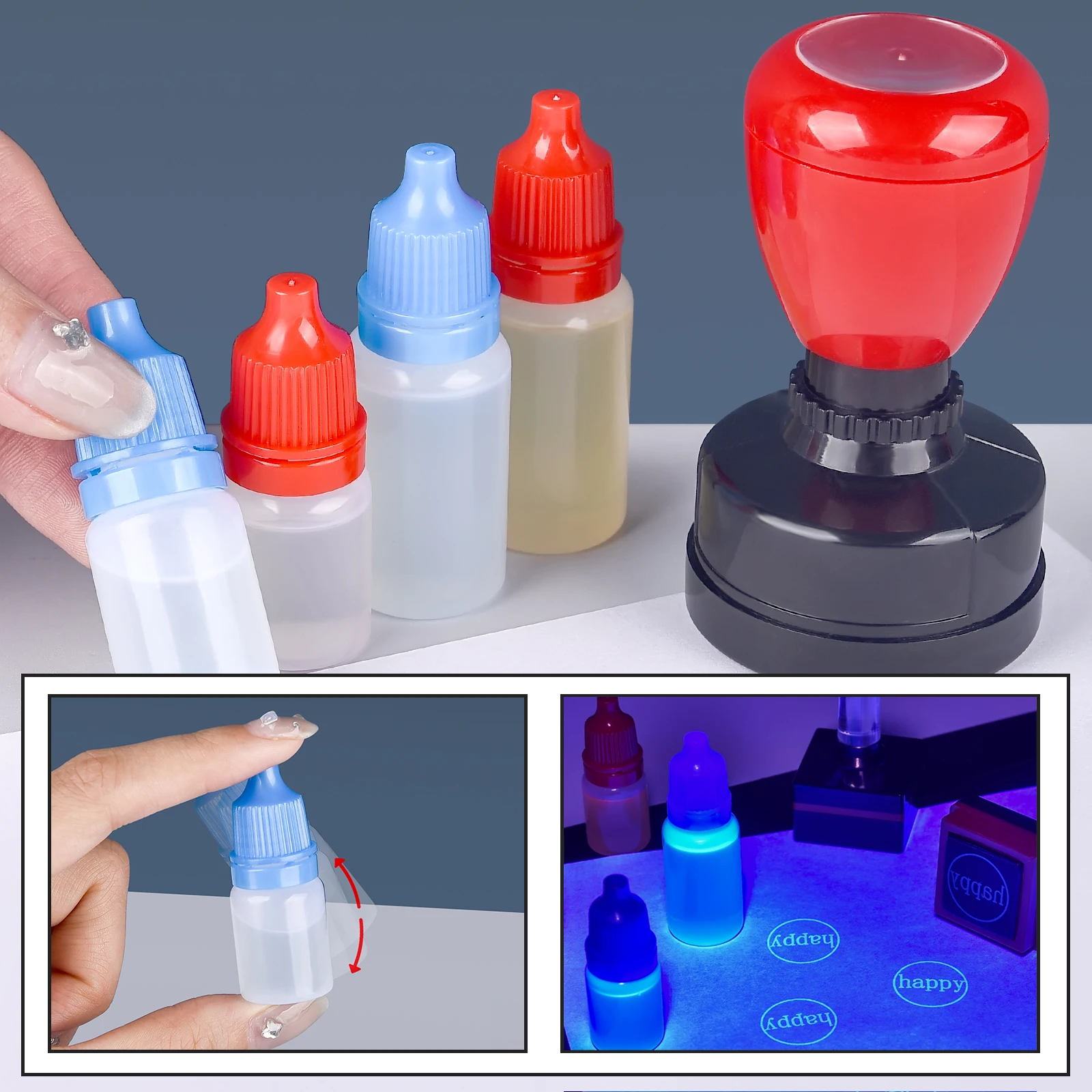 Lichtempfindlicher Blitzstempel, UV-Tinte, unsichtbar, fälschungssicher, fluoreszierende Spezialtinte für Blitzstempel, selbstfärbender Stempel