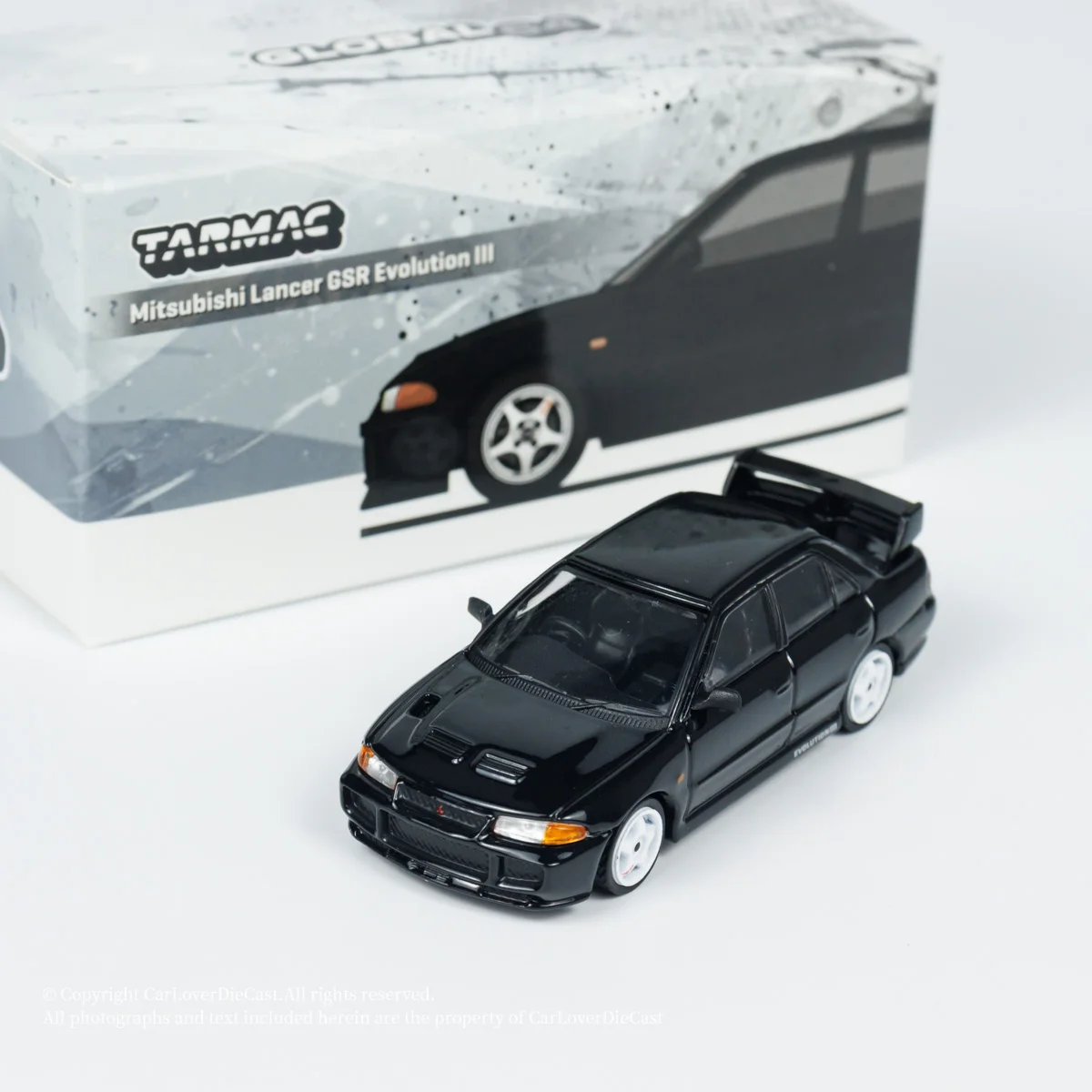 Tarmac Works TW 1:64 Lancer GSR Evo III zwarte collectie gegoten legering automodel decoratie cadeau