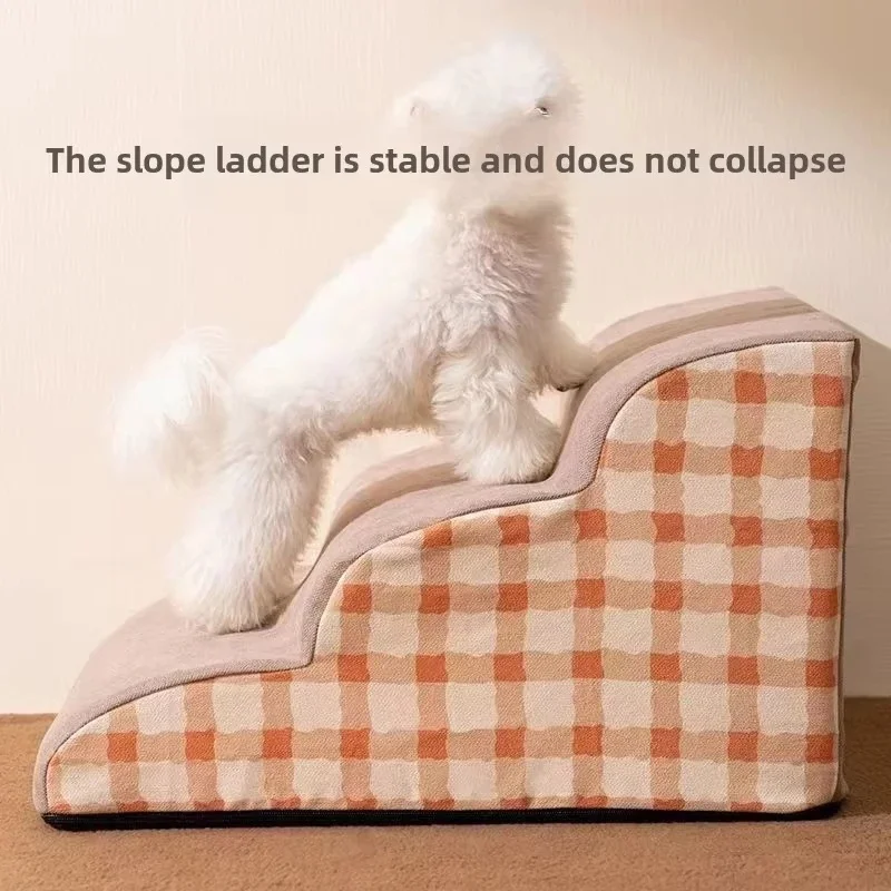 2/3 Steps Non-Slip Dog Pet Stairs, High Density Foam Ramp for Older Pets, Sofa Bed Climbing Helper