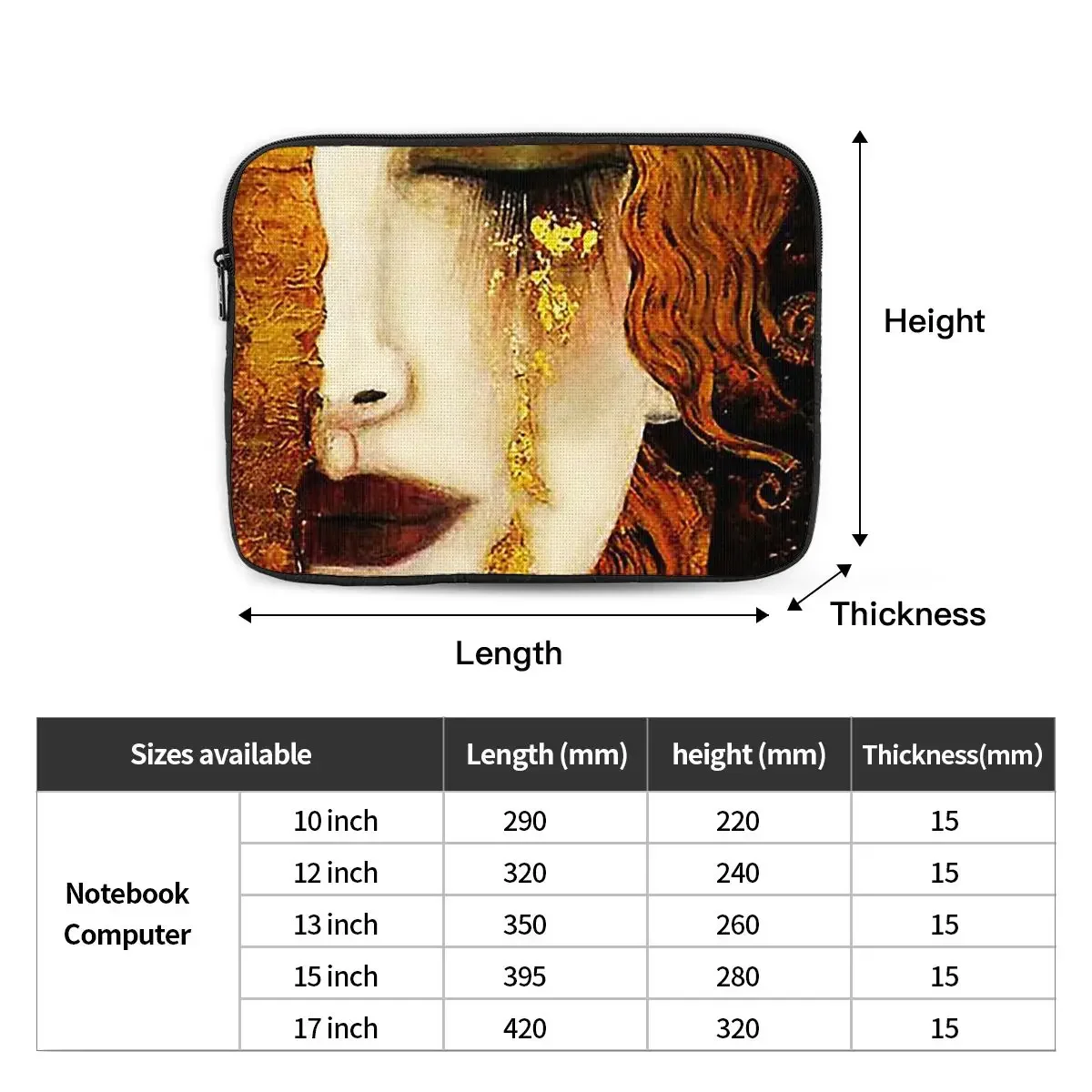 Klimt Gouden T Notebook Laptop Tas Tas 10 12 13 15 17 Inch Notebook Hoes Tablet Schokbestendige Case Tas