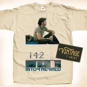 Into the Wild T shirt Tee Natural Vintage Cotton Movie Poster Beige All Sizes