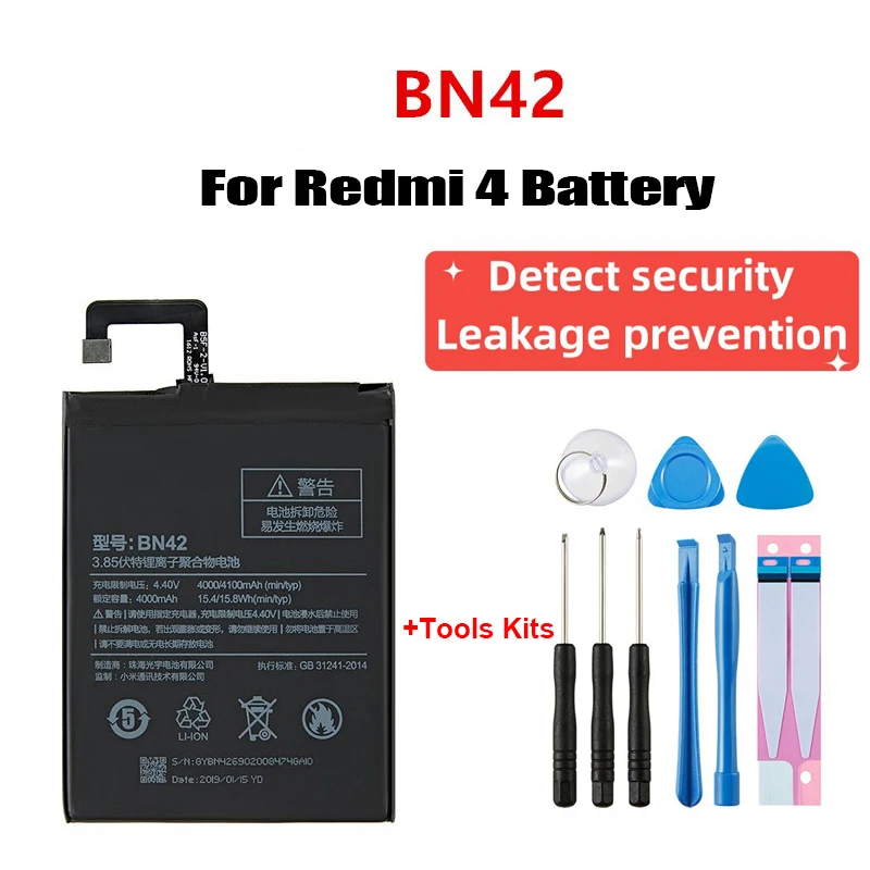 

100% Orginal For Xiaomi BN42 Replacement Phone Battery For Redmi4 Batteries Internal Bateria Safety Detection Leakage Prevention