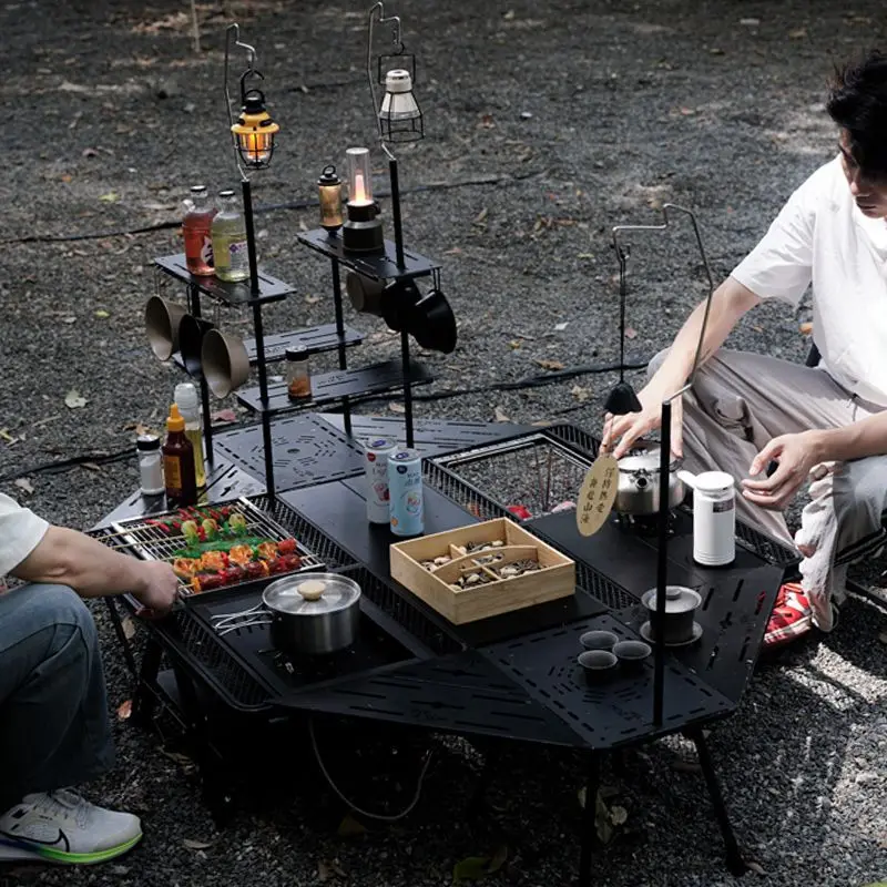 Outdoor multi-functional camping table, aluminum alloy ultra-light foldable folding table