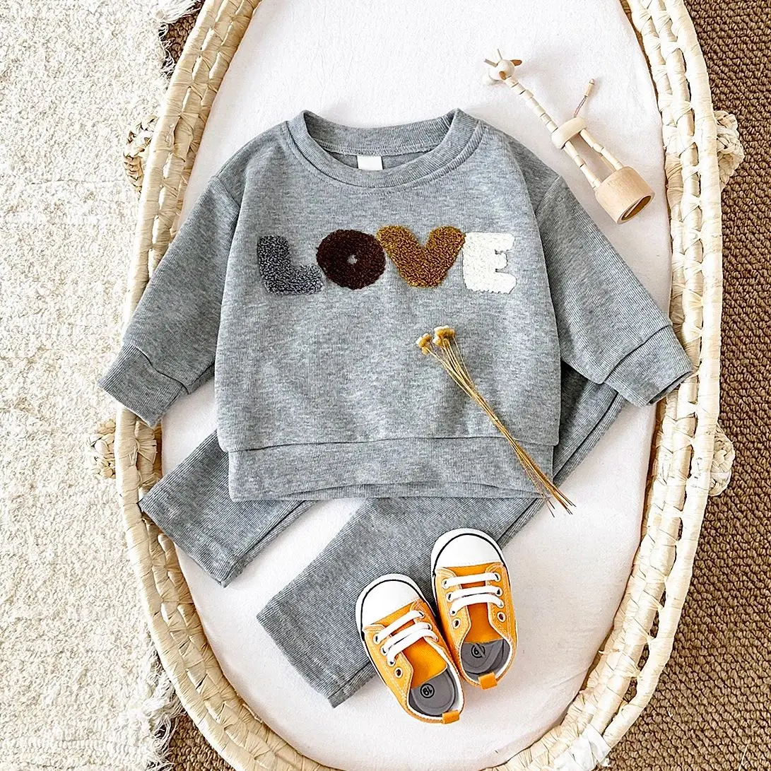 Ins Baby Sets Newborn Baby Boys Girls Casual Tops Sweater + Loose Trouser 2pcs Infant Baby Clothing Outfits 0-3Y