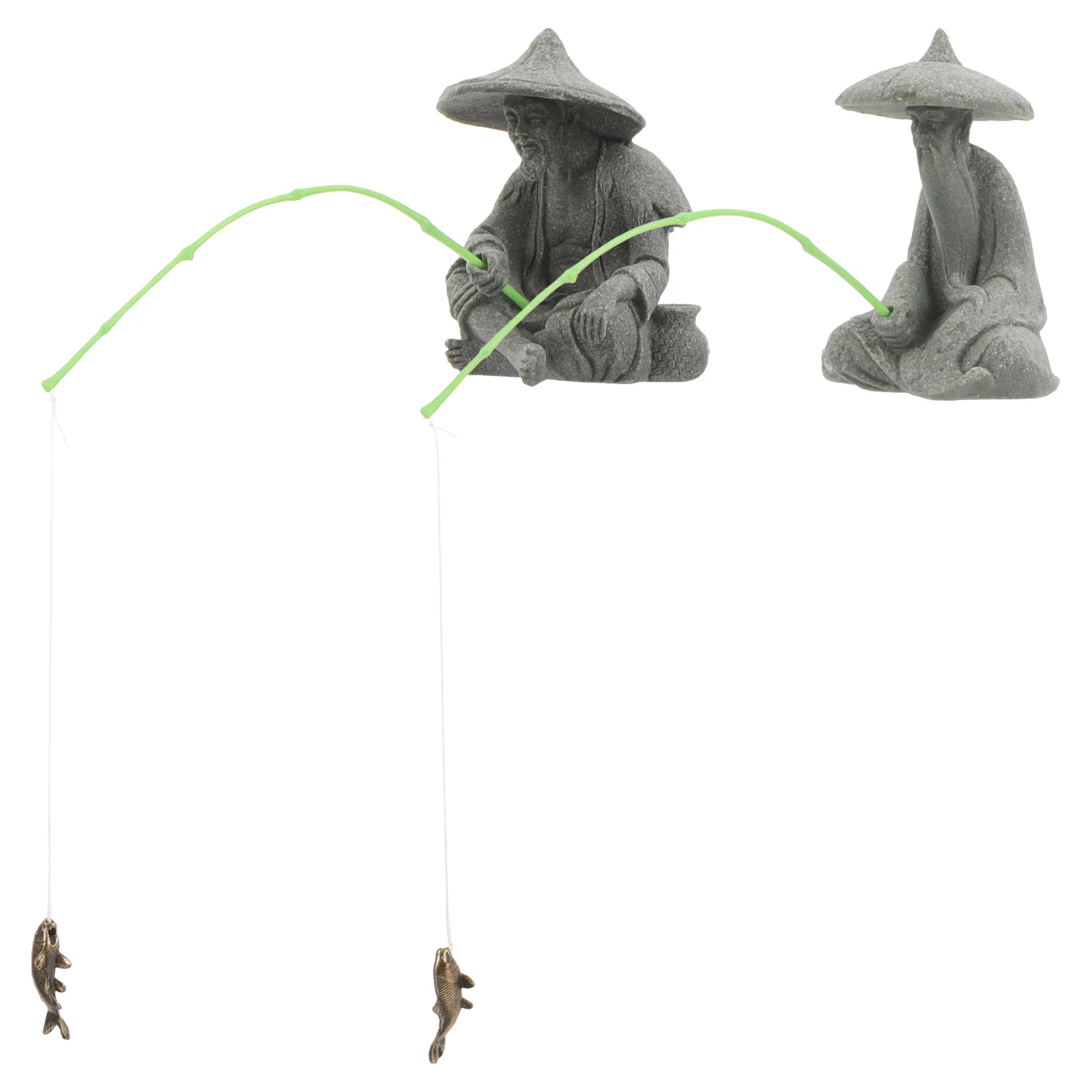

2Pcs Miniature Fisherman Statue Resin Figurines Fish Tank Ornament Aquarium Decoration Bonsai Landscape Decor Home Decors