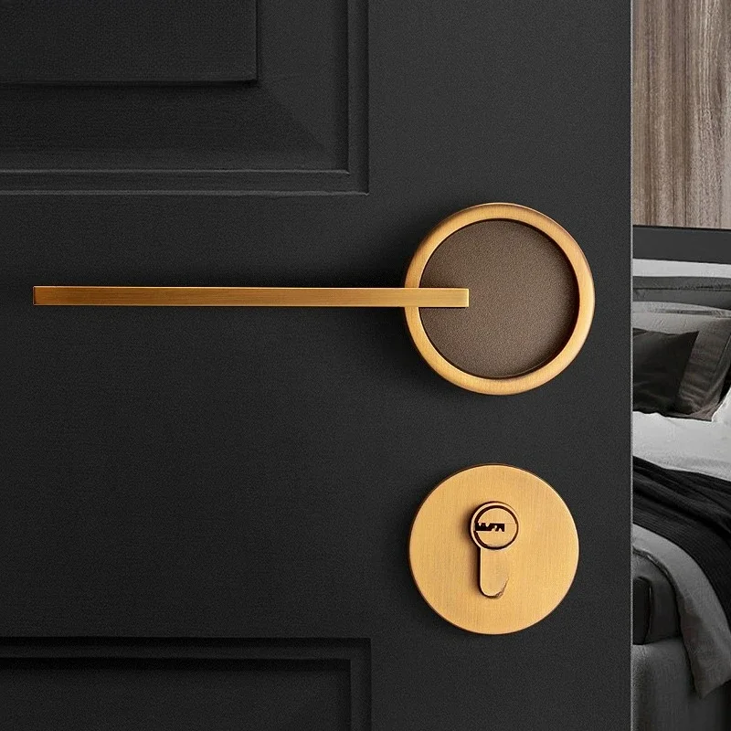 Lock Indoor Bedroom Magnetic  Modern Silent Room Door  Nordic Brass Split Door