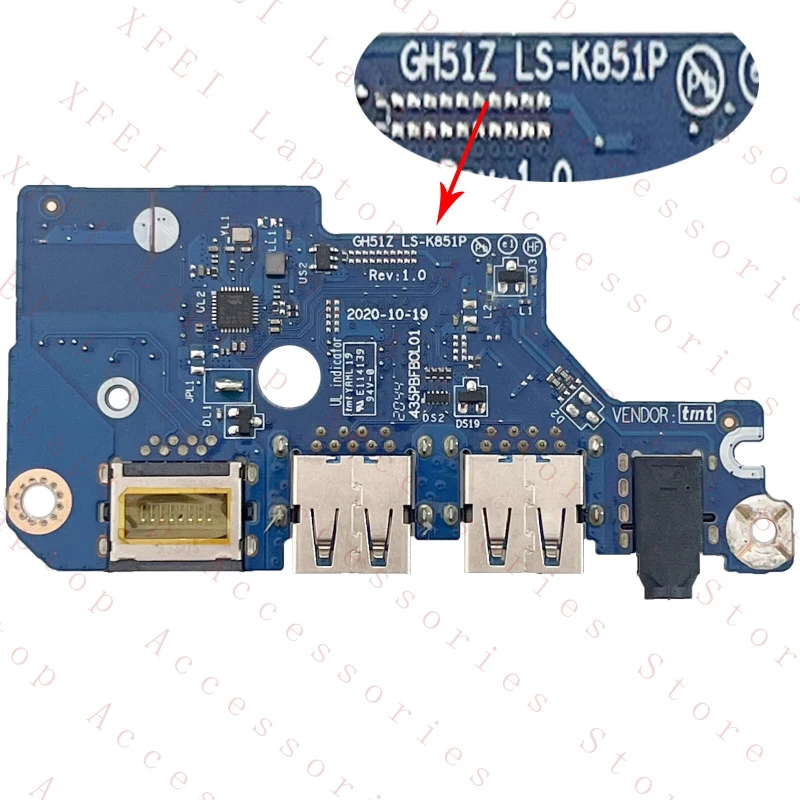 D  New USB RJ45 Audio IO Board For Acer AN515-55 56 57 44 45 46 PH315-53 PH315-54