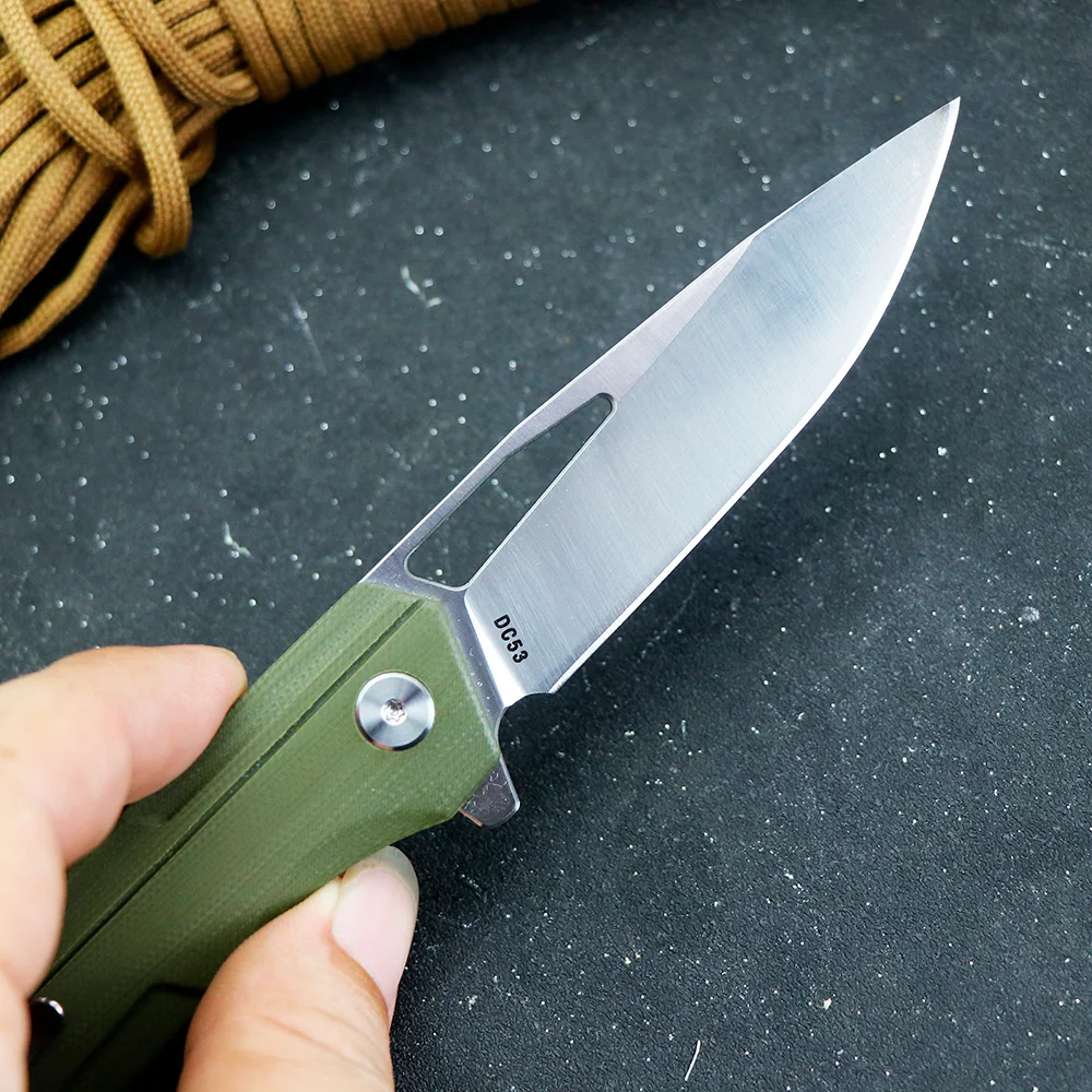 2024 New JUMCSONG Folding Fruit Knife, DC53 Steel Blade, G10 Fiber Handle, Portable Outdoor Camping Survival EDC Tool