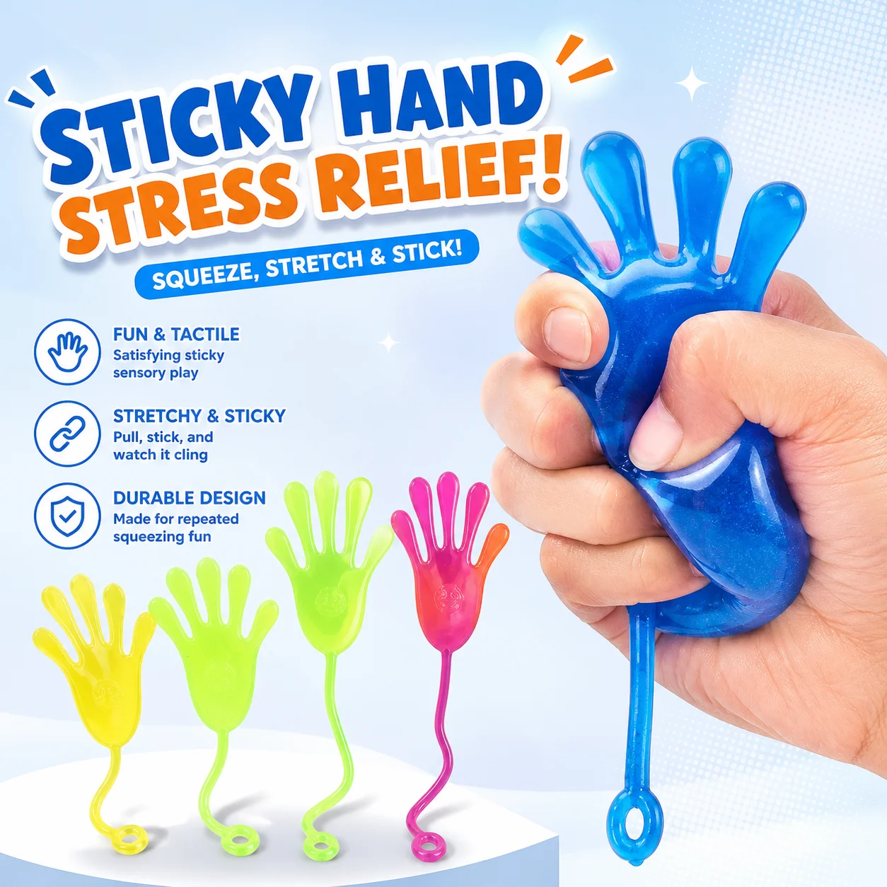 Funny Elastic Squishy Slap Palm Sticky Hands Toy Novelty Gift Party Game Birthday Educational Stress Relief Adult 5-50 Pcs