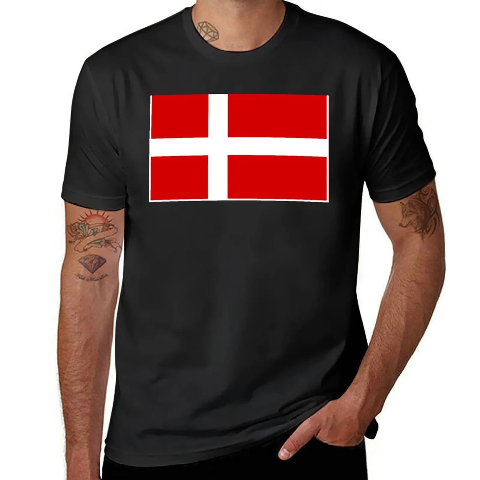 Danish / Denmark Flag by Orikall T-Shirt kawaii clothes tees fruit of the loom mens t shirts