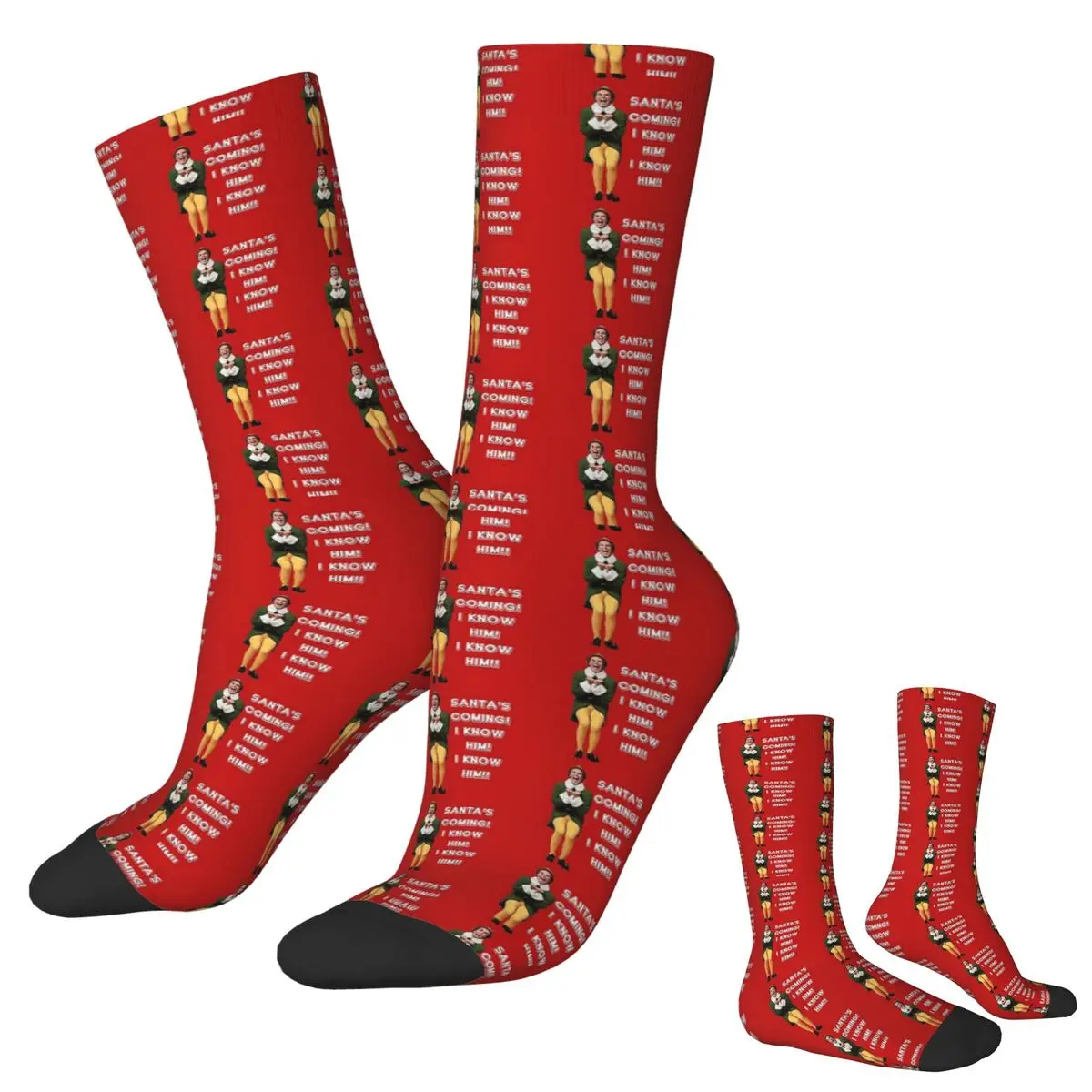 

Elf The Movie Will Ferrell Buddy Christmas Socks Harajuku Super Soft Stockings All Season Long Socks Accessories for Unisex Gift