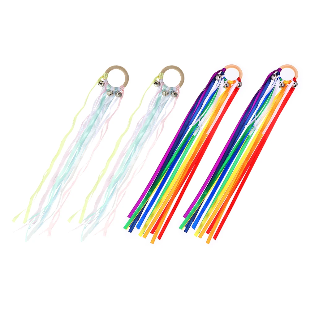 

2Pairs Colorful Dancing Streamer Ribbons Lightweight Soft Wristband for Gymnastics Yoga Dance Performance Prop