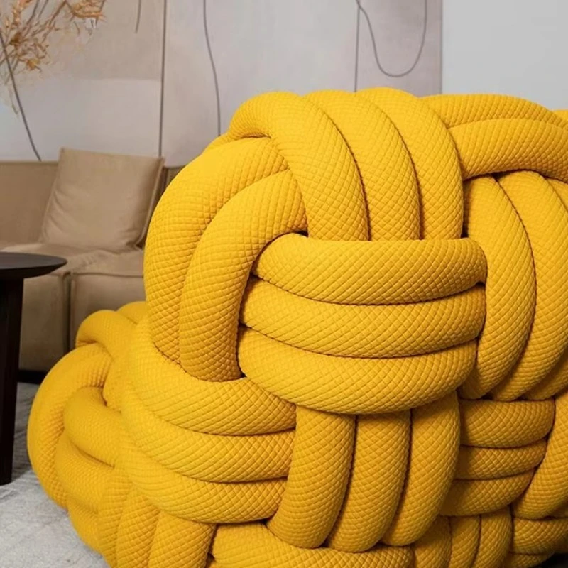 كرسي أريكة منسوج بعقدة إسكندنافية لغرفة المعيشة وغرفة النوم كرسي محبوك كرسي كسول شخصي