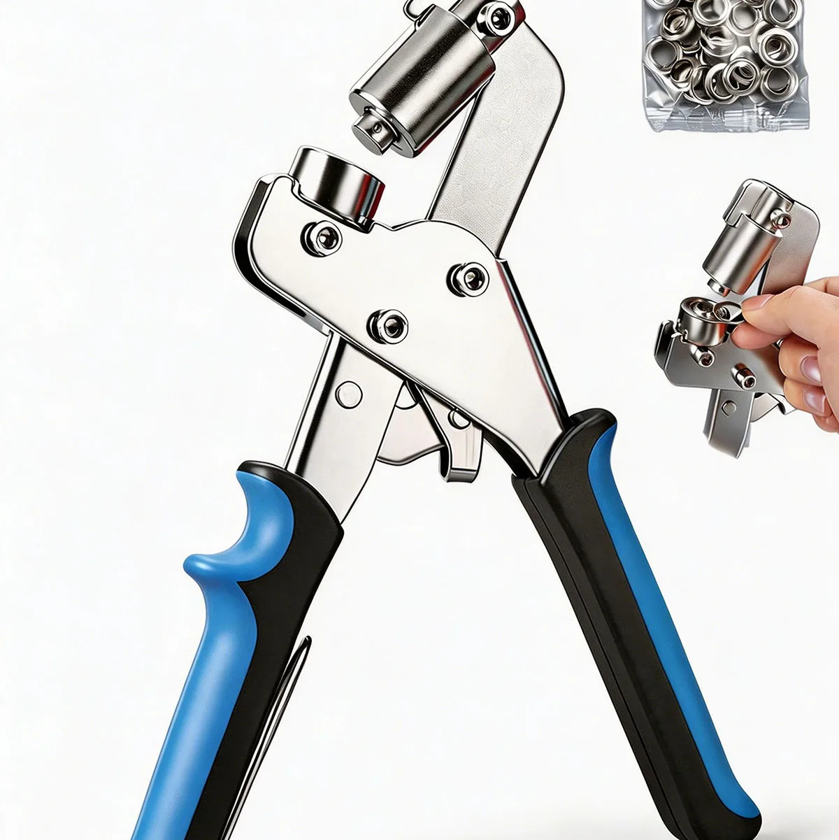 Metal Grommet Press Machine for Leather Canvas DIY Grommet Pliers Kit 6mm 10.5mm Handheld Hole Punch Pliers Manual Eyelet Tool