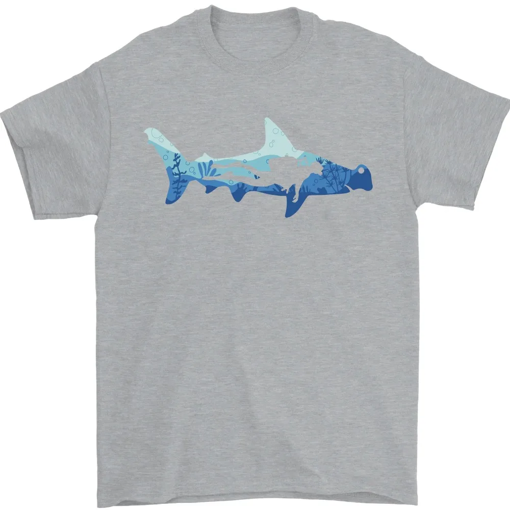 Hammerhead Shark Scuba Diver Diving Mens Tee Cotton Men\'s Short Sleeve Outdoor Fashion Casual Summer Shortsleeve Shirt for Men