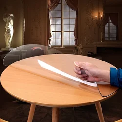 PVC waterproof soft glass round tablecloth oil proof heat insulation no-wash table mat foot thick tasteless coffee table mat