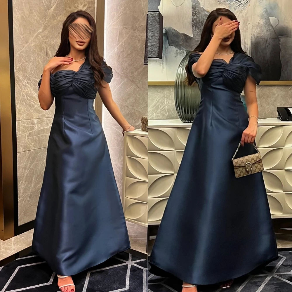 

Yipeisha Simple Fashion Off-the-shoulder A-line Party Dresses Shirred Anke Length Charmeuse Evening Saudi Arabia